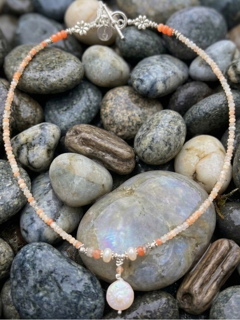 Peach Moonstone & Labradorite Necklace